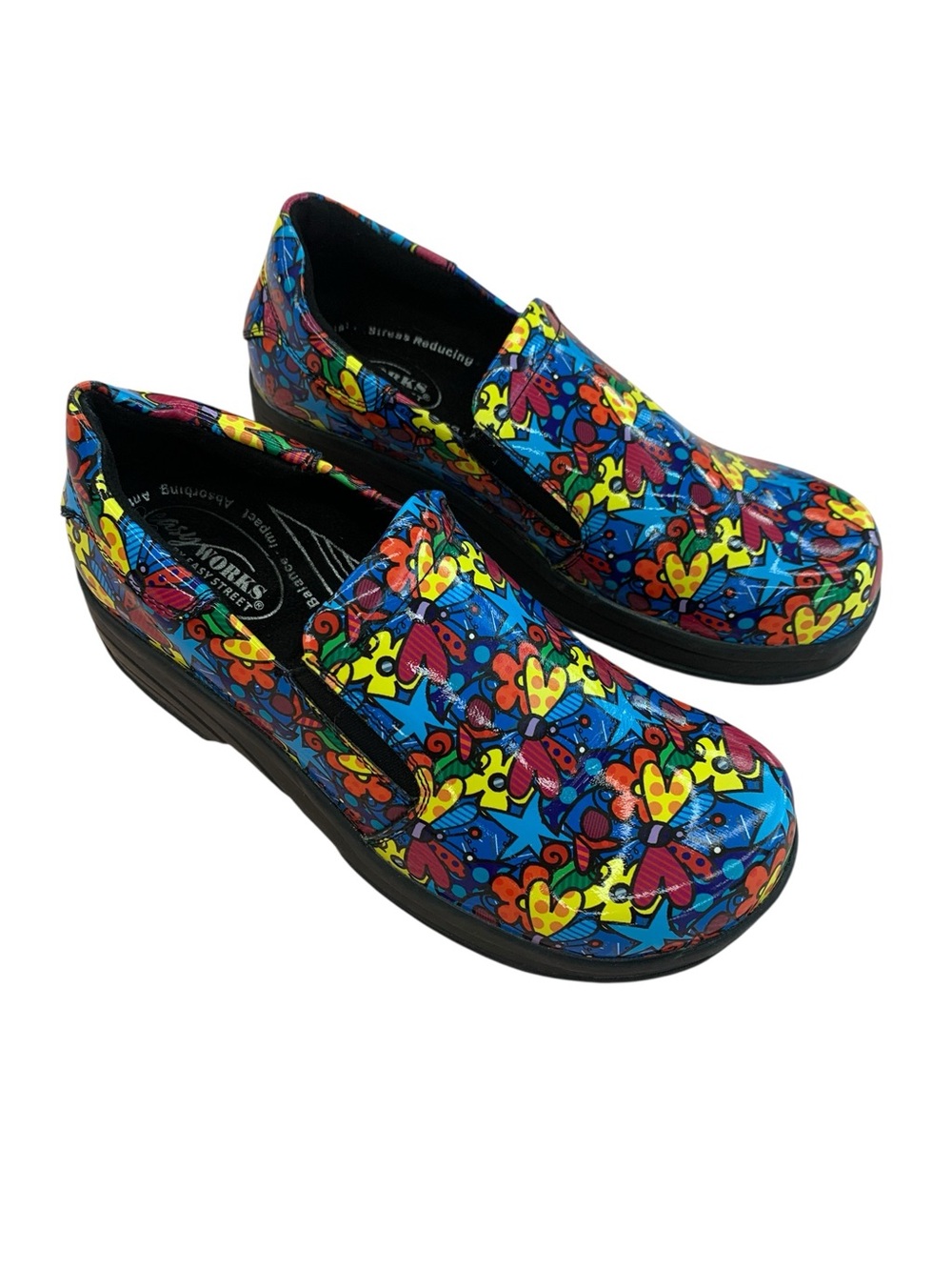 Easy Works By Easy Street Colorful Butterfly Leather Slip Resistant Clogs 7